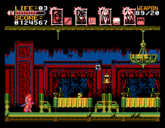 SamPaint mockup of Bloodstained: Curse of the Moon at Sam screen resolution/colour depth
