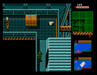 SamPaint mockup of Metal Gear from the MSX - original screen resolution of 256x212 fudged down by shifting the life bar to an otherwise unoccupied space on the top/right