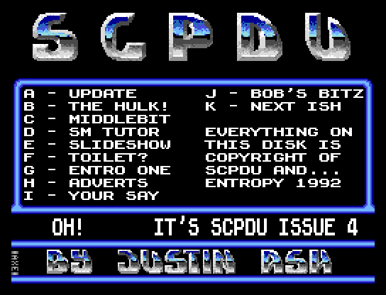 Screenshot showing the SCPDU 4A menu screen