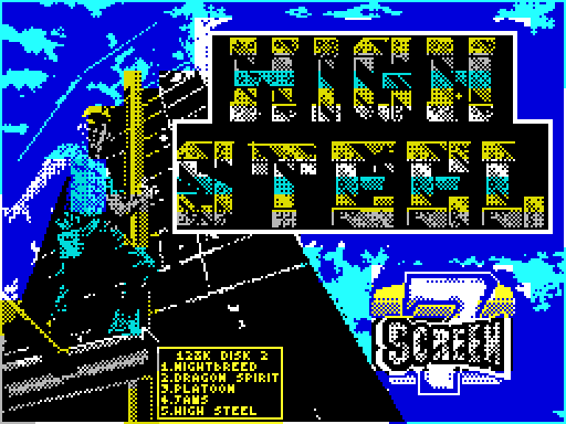 Screen menu for Disk 2